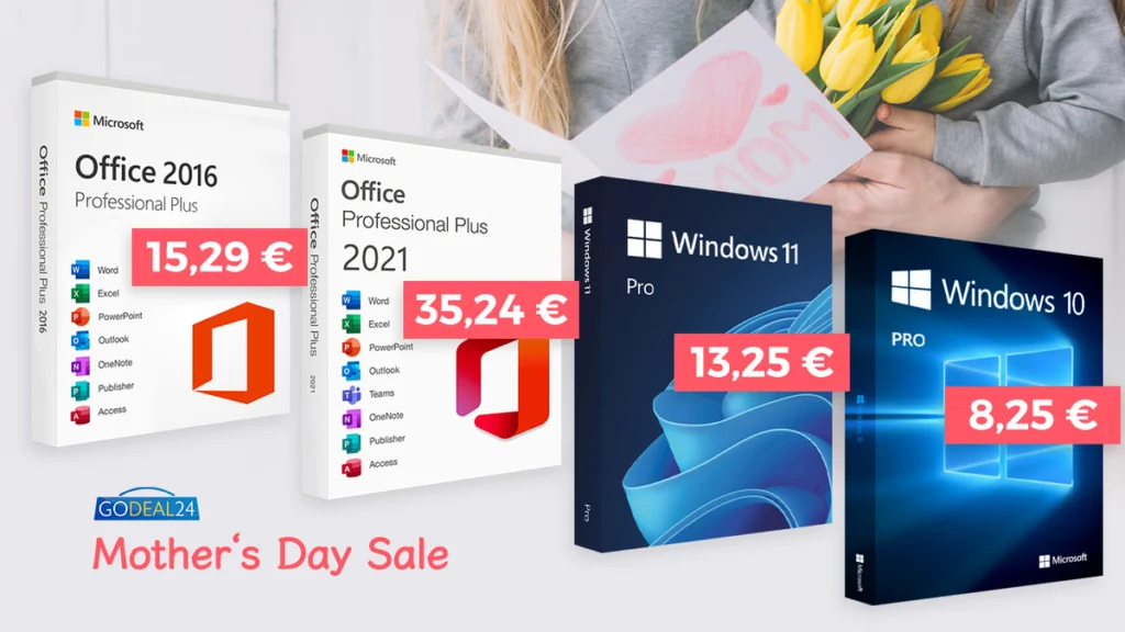 Feiern Sie den Muttertag mit Godeal24! Nur 15,29 € für die Office Suite fürs Leben!