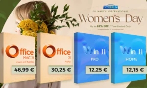 Sonderangebot zum Tag der Frauenrechte: Office 2021 Pro für nur 30,25 CHF, Windows 11 Pro für 13,25 CHF!