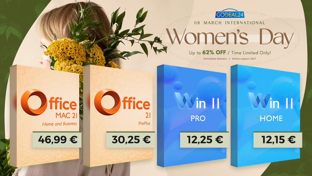 Sonderangebot zum Tag der Frauenrechte: Office 2021 Pro für nur 30,25 €, Windows 11 Pro für 13,25 €!