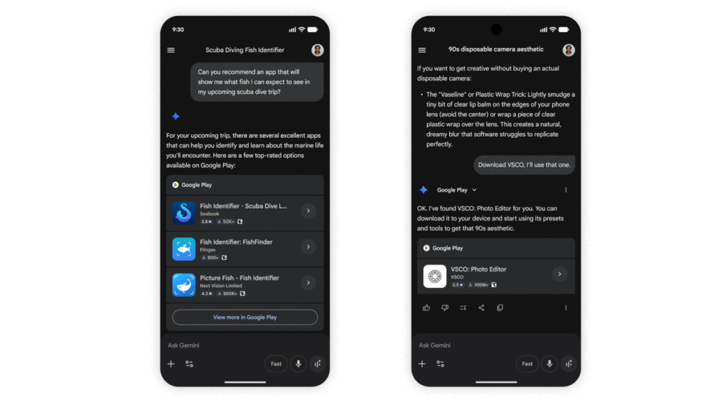 Google Play verbindet sich mit Gemini auf Android